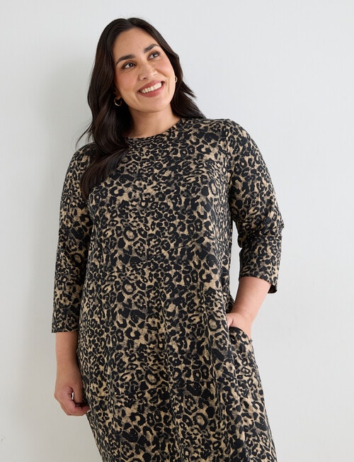 Studio Curve Panelled Dress, Leopard product photo View 06 L