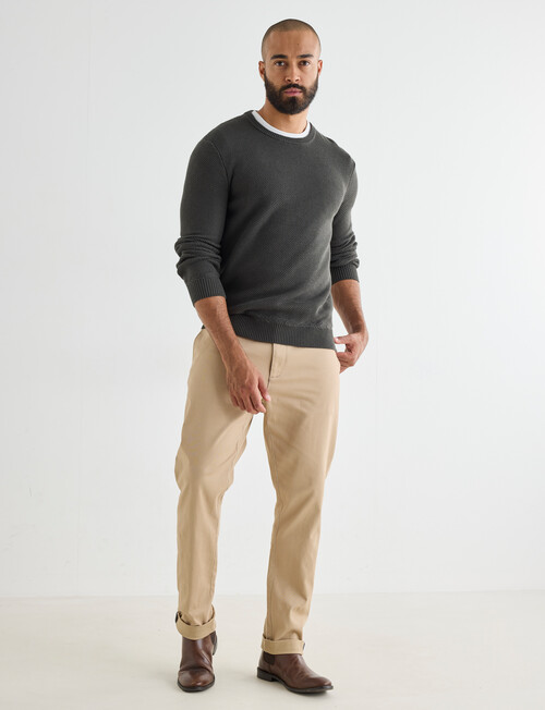 Gasoline Waffle Long Sleeve Crew Top, Khaki product photo View 03 L