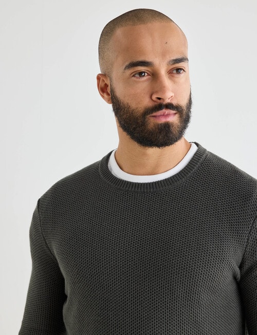 Gasoline Waffle Long Sleeve Crew Top, Khaki product photo View 04 L