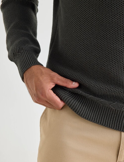 Gasoline Waffle Long Sleeve Crew Top, Khaki product photo View 05 L