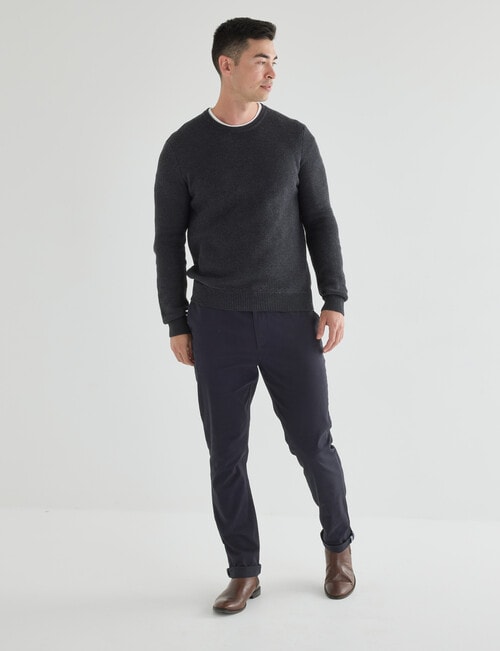 Gasoline Waffle Long Sleeve Crew Top, Charcoal product photo View 03 L