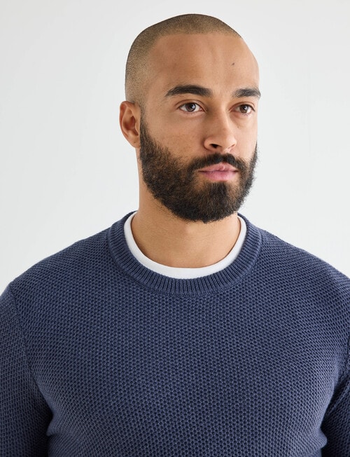 Gasoline Waffle Long Sleeve Crew Top, Tahoe Blue product photo View 04 L