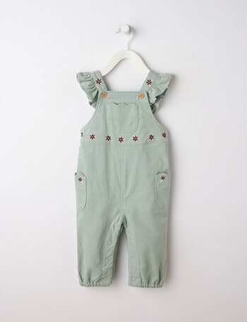 Teeny Weeny Swan Song Cord Flower Overall Bodysuit, Green product photo