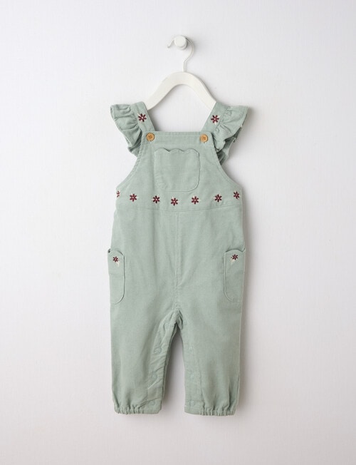 Teeny Weeny Swan Song Cord Flower Overall Bodysuit, Green product photo