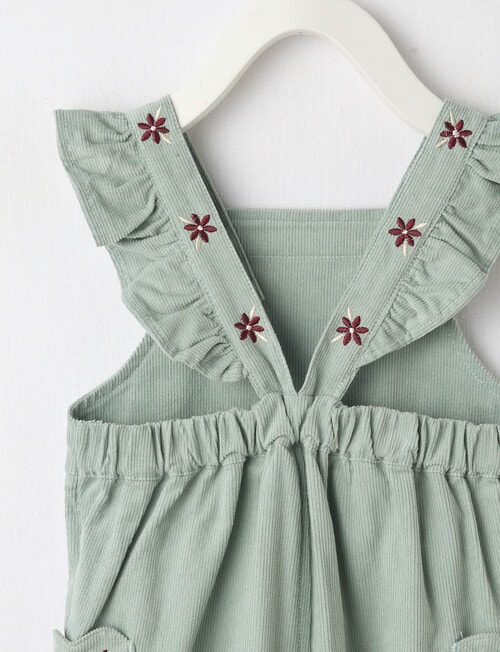 Teeny Weeny Swan Song Cord Flower Overall Bodysuit, Green product photo View 02 L