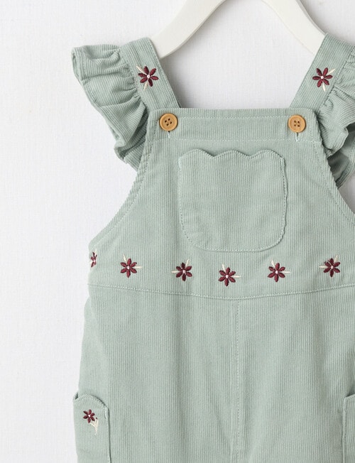 Teeny Weeny Swan Song Cord Flower Overall Bodysuit, Green product photo View 03 L