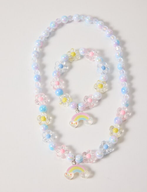 Mac & Ellie Rainbow Necklace & Bracelet Set, 2-Piece, Blue product photo