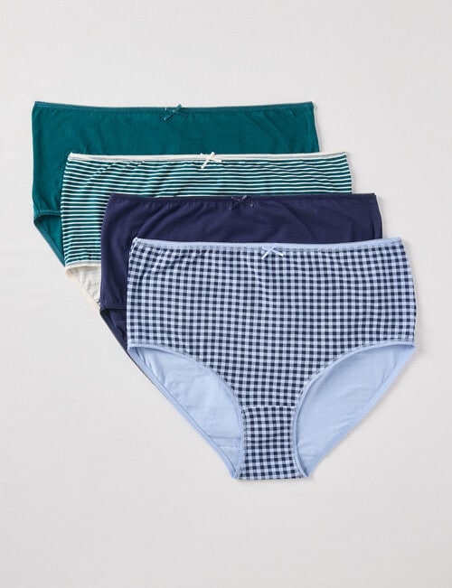 Lyric Gingham Stripe Full Briefs, 4-Pack, Blue & Green product photo View 03 L