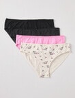 Lyric Dot Flower Bikini Briefs, 4-Pack, Cream, Pink & Black product photo View 03 S