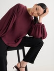 State of play Luna Long Sleeve Blouse, Dark Cherry product photo