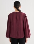 State of play Luna Long Sleeve Blouse, Dark Cherry product photo View 02 S