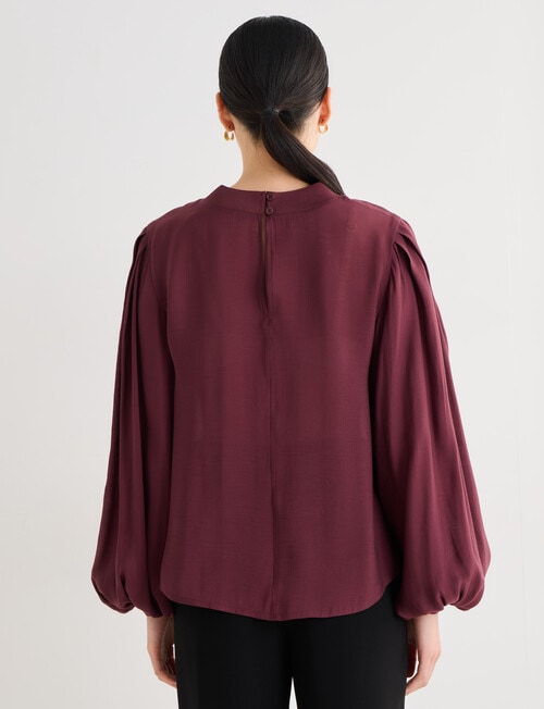 State of play Luna Long Sleeve Blouse, Dark Cherry product photo View 02 L