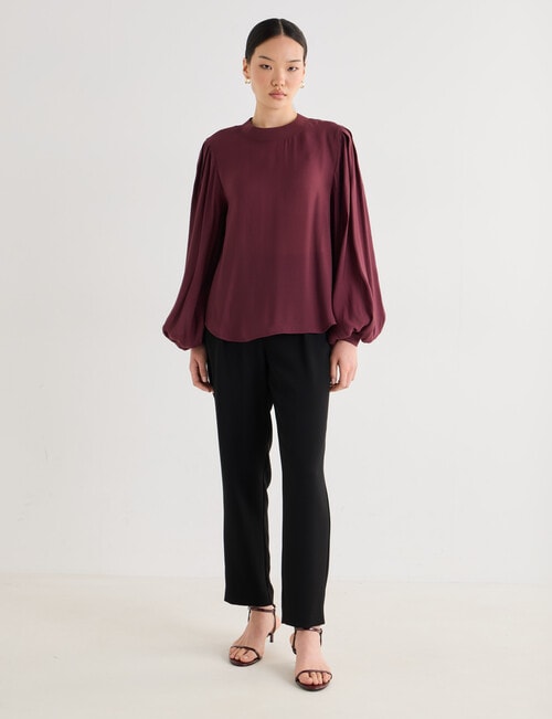 State of play Luna Long Sleeve Blouse, Dark Cherry product photo View 03 L