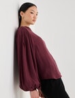 State of play Luna Long Sleeve Blouse, Dark Cherry product photo View 08 S
