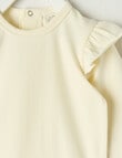 Little Bundle Stretch Cotton Long-Sleeve Bodysuit, Cream product photo View 02 S