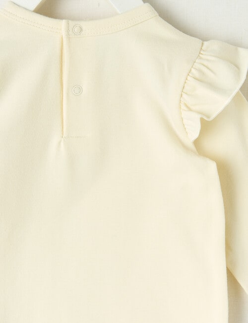 Little Bundle Stretch Cotton Long-Sleeve Bodysuit, Cream product photo View 04 L