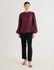 State of play Luna Long Sleeve Blouse, Dark Cherry product photo View 03 S