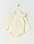Little Bundle Stretch Cotton Long-Sleeve Bodysuit, Cream product photo
