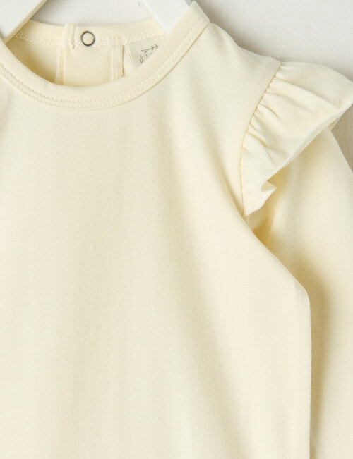 Little Bundle Stretch Cotton Long-Sleeve Bodysuit, Cream product photo View 02 L