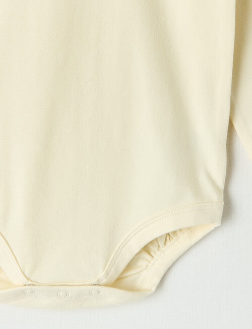 Little Bundle Stretch Cotton Long-Sleeve Bodysuit, Cream product photo View 03 L