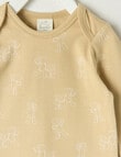 Little Bundle Stretch Cotton Long-Sleeve Teddy Bodysuit, Beige product photo View 02 S