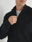 Gasoline Half Zip Long Sleeve Waffle, Navy product photo View 04 S