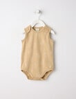 Little Bundle Essentials Stretch Cotton Sleeveless Teddy Bodysuit, Beige product photo