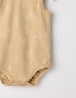Little Bundle Essentials Stretch Cotton Sleeveless Teddy Bodysuit, Beige product photo View 02 S