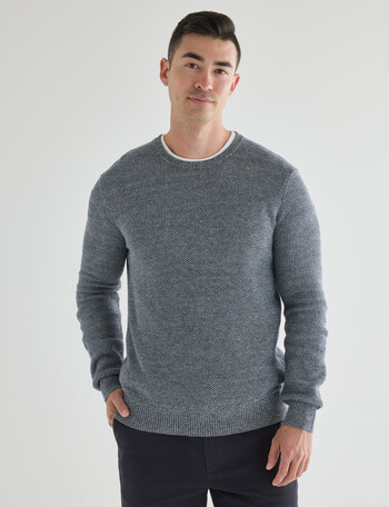 Gasoline Waffle Long Sleeve Crew Top, Navy Marle product photo