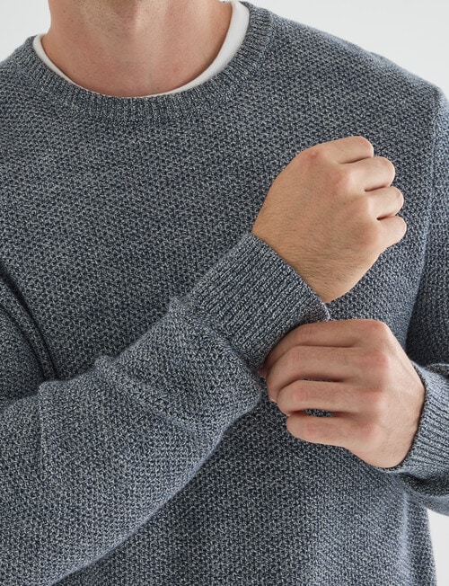 Gasoline Waffle Long Sleeve Crew Top, Navy Marle product photo View 04 L