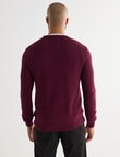 Gasoline Waffle Long Sleeve Crew Top, Burgundy product photo View 02 S