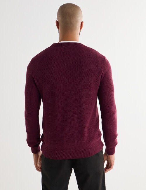 Gasoline Waffle Long Sleeve Crew Top, Burgundy product photo View 02 L