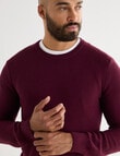 Gasoline Waffle Long Sleeve Crew Top, Burgundy product photo View 04 S