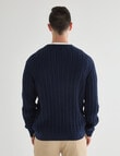 Gasoline Cable Long Sleeve Crew Top, Navy product photo View 02 S