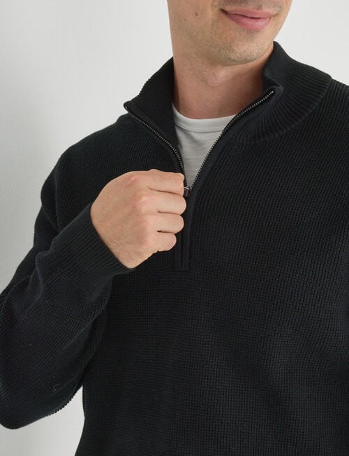 Gasoline Half Zip Long Sleeve Waffle, Navy product photo View 04 L