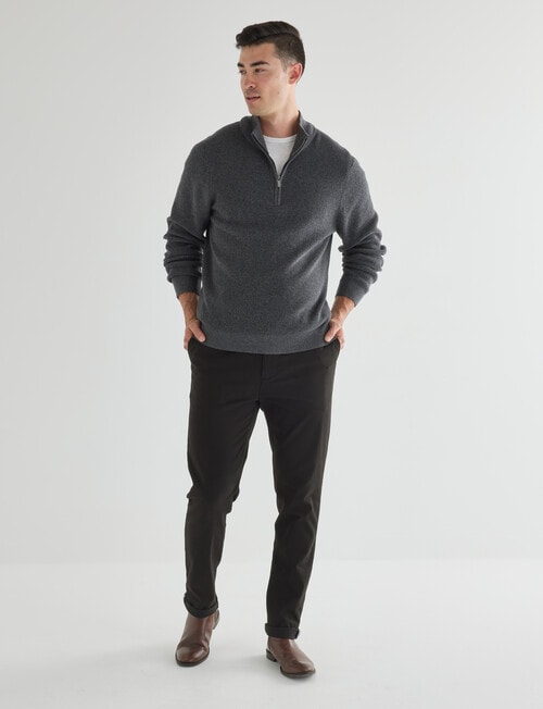 Gasoline Half Zip Long Sleeve Waffle, Khaki product photo View 03 L