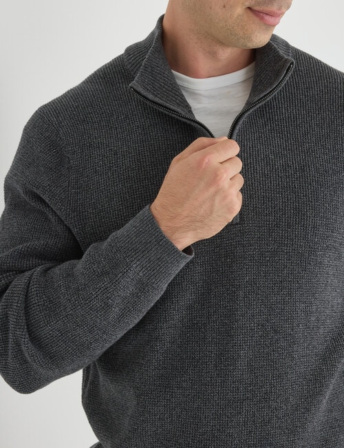 Gasoline Half Zip Long Sleeve Waffle, Khaki product photo View 04 L