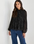 Whistle High Neck Pliss&eacute; Top, Spot Black & White product photo View 05 S