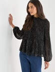 Whistle High Neck Pliss&eacute; Top, Spot Black & White product photo View 06 S