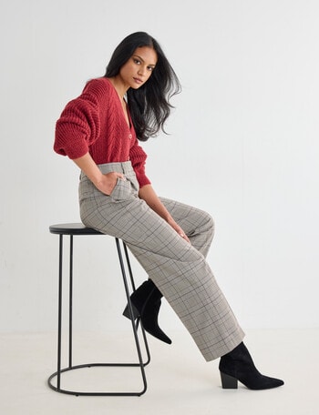 Whistle Houndstooth Wide Leg Pant, Regular Length, Beige product photo