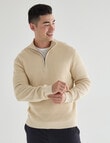 Gasoline Half Zip Long Sleeve Waffle, Oat product photo