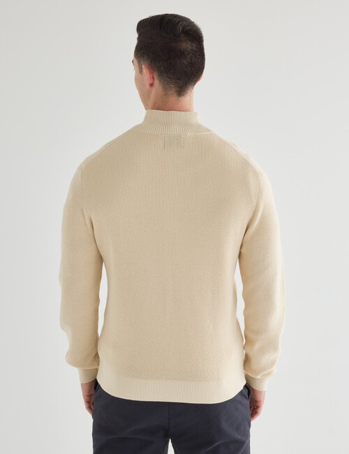 Gasoline Half Zip Long Sleeve Waffle, Oat product photo View 02 L