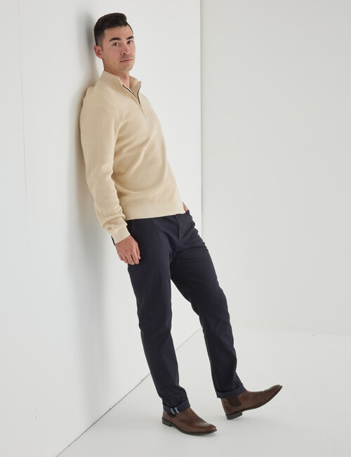 Gasoline Half Zip Long Sleeve Waffle, Oat product photo View 03 L