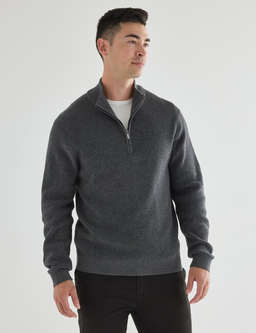 Gasoline Half Zip Long Sleeve Waffle, Khaki product photo