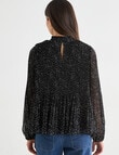 Whistle High Neck Pliss&eacute; Top, Spot Black & White product photo View 02 S