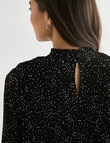 Whistle High Neck Pliss&eacute; Top, Spot Black & White product photo View 07 S