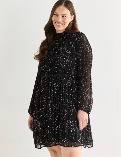 Whistle Mini Pliss&eacute; Dress, Spot Black & White product photo View 12 L