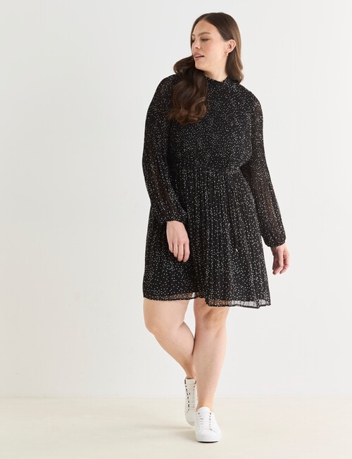Whistle Mini Pliss&eacute; Dress, Spot Black & White product photo View 13 L