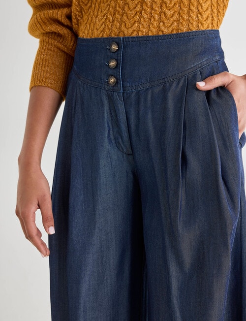 Whistle Basque Waist Wide Leg Pant, Ink Chambray Regular Length product photo View 04 L