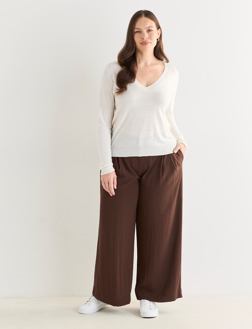 Whistle Basque Waist Wide Leg Pant, Regular Length, Espresso product photo View 13 L